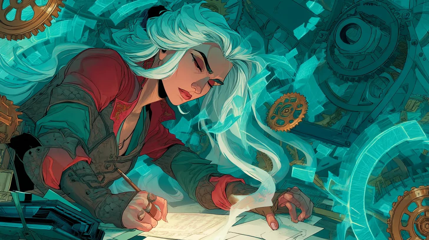 Freelancer automating tasks through a digital dashboard with floating invoices