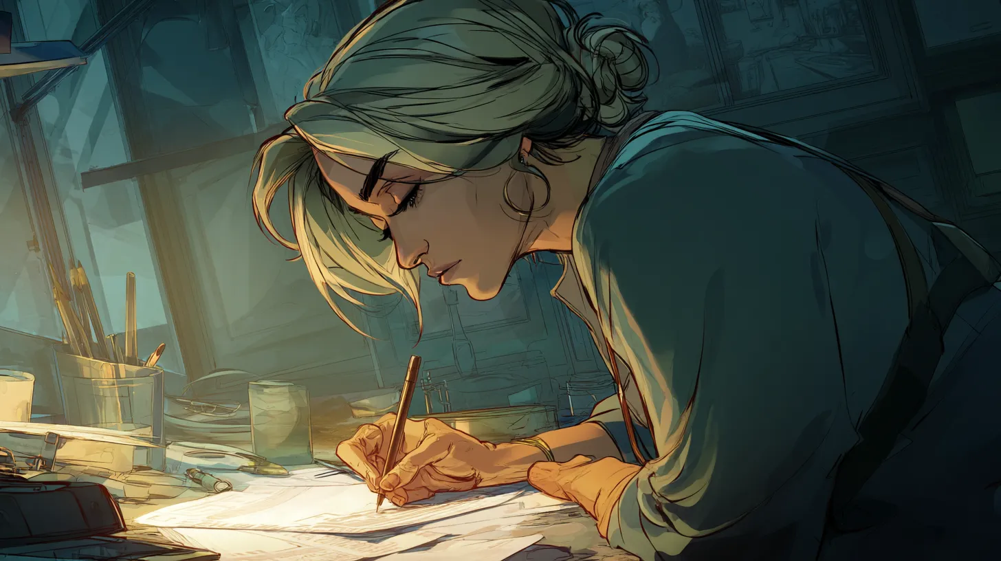 Freelancer reviewing a beautifully designed invoice glowing with brand colours