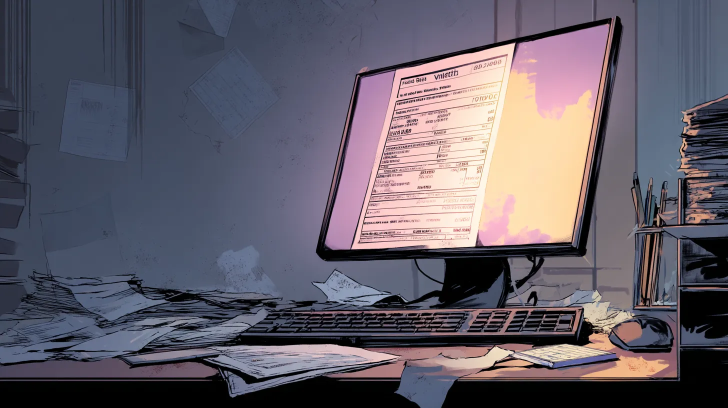 Freelancer smiling as invoices glow softly around them