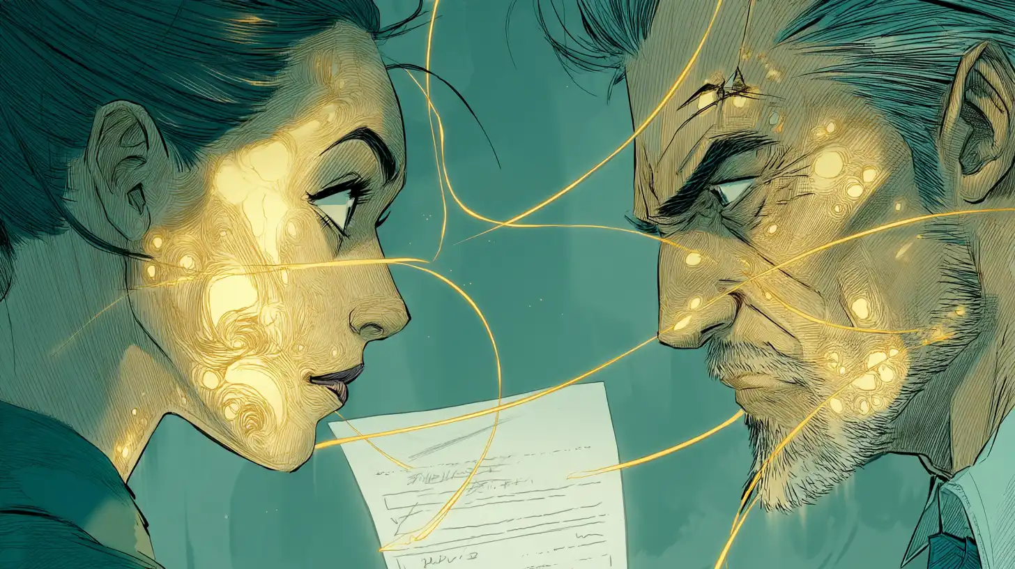 Freelancer unlocking a glowing brain-shaped vault filled with invoices and coins, representing payment psychology