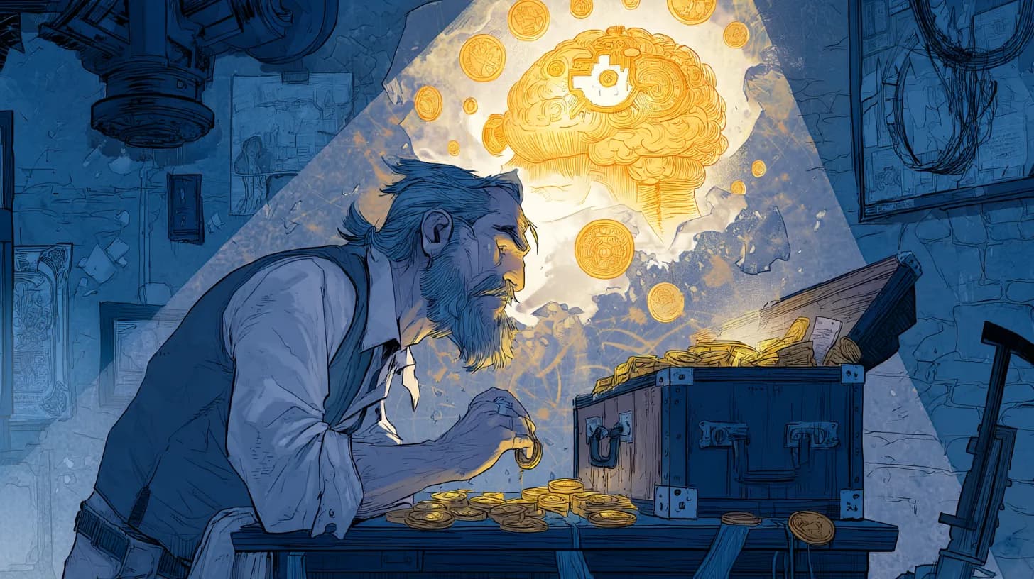 Freelancer unlocking a glowing vault shaped like a brain, symbolising payment behaviour and understanding psychology